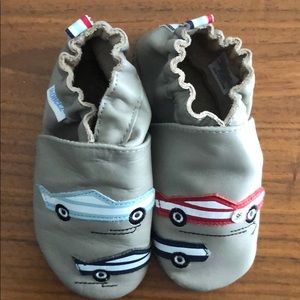 Robeez soft sole race car leather shoes